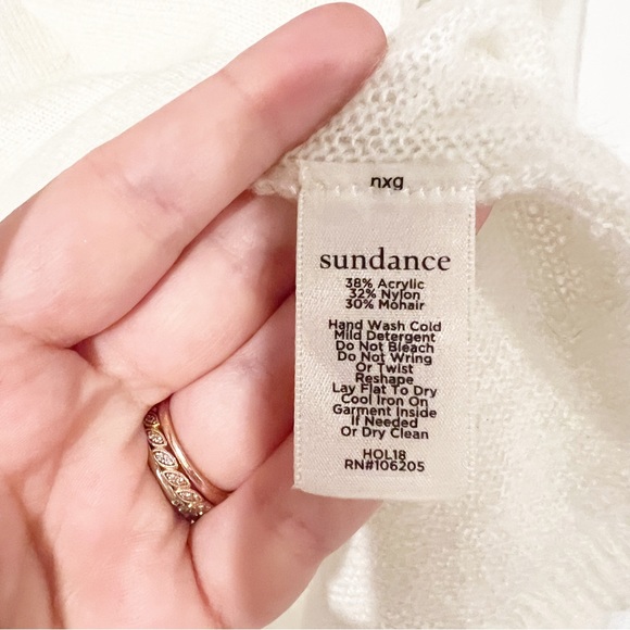 Sundance LET IT SNOW Mohair Blend Black & White Graphic Pullover Sweater Medium - Picture 7 of 8